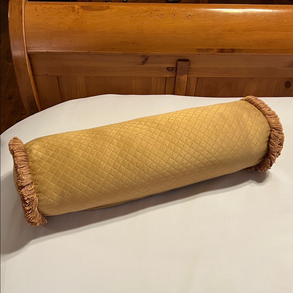 Noble Excellence Neckroll Pillow Elegant Gold Accent Pillow GUC